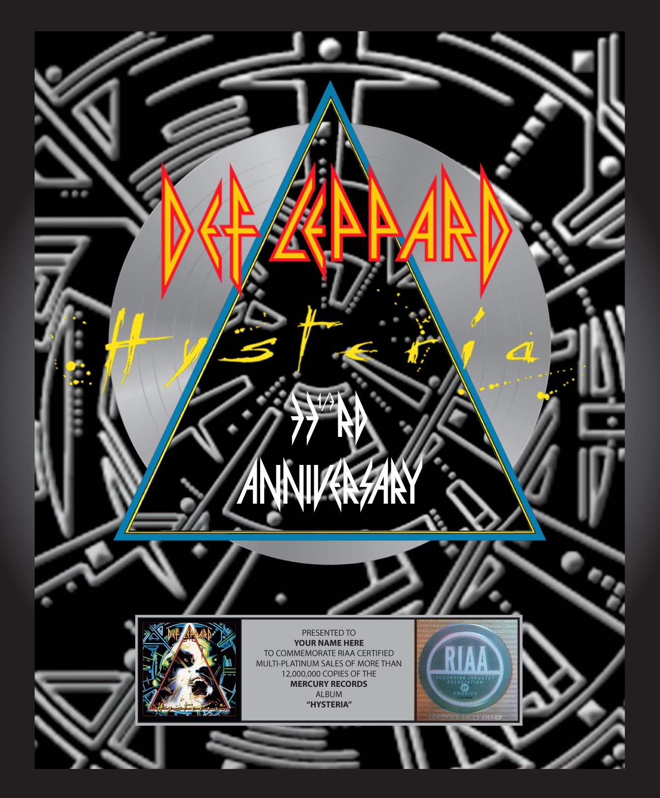 Hysteria 33 1/3 Anniversary Commemorative Platinum Album | Def Vault